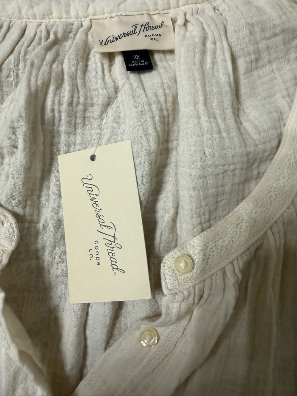 Target 🎯 Universal Thread Cream Textured Button-Front Blouse - Picture 2 of 2